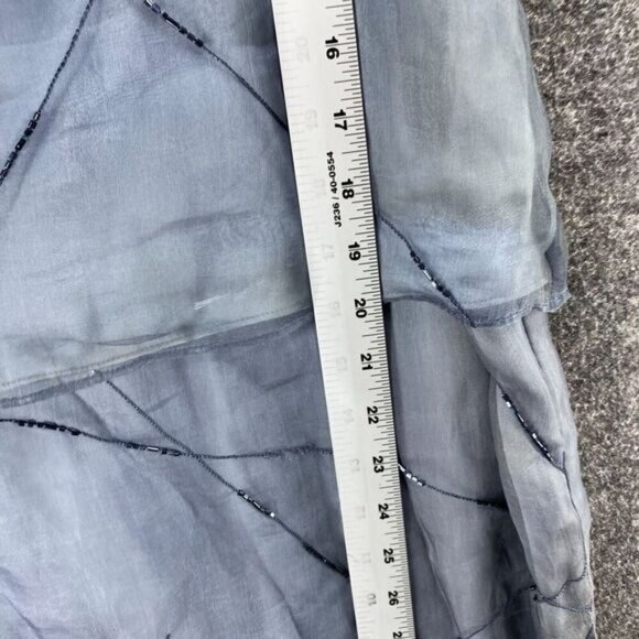 Express Skirt Suit Women 9/10 Blue Rhinestone Zipper Sleeveless Silk Lined - Picture 6 of 12